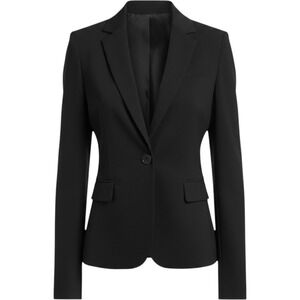 St. John Collection Knit Blazer Jacket Size 12 Black Formal Classic Sleek